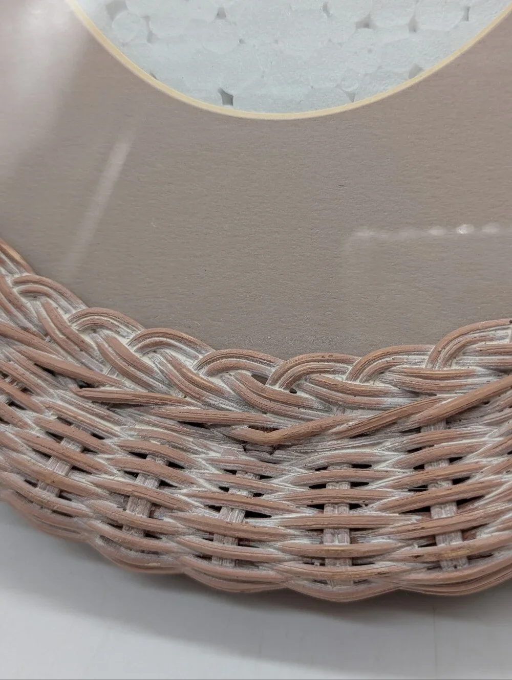 Vintage Pink Wicker Oval Picture Frame